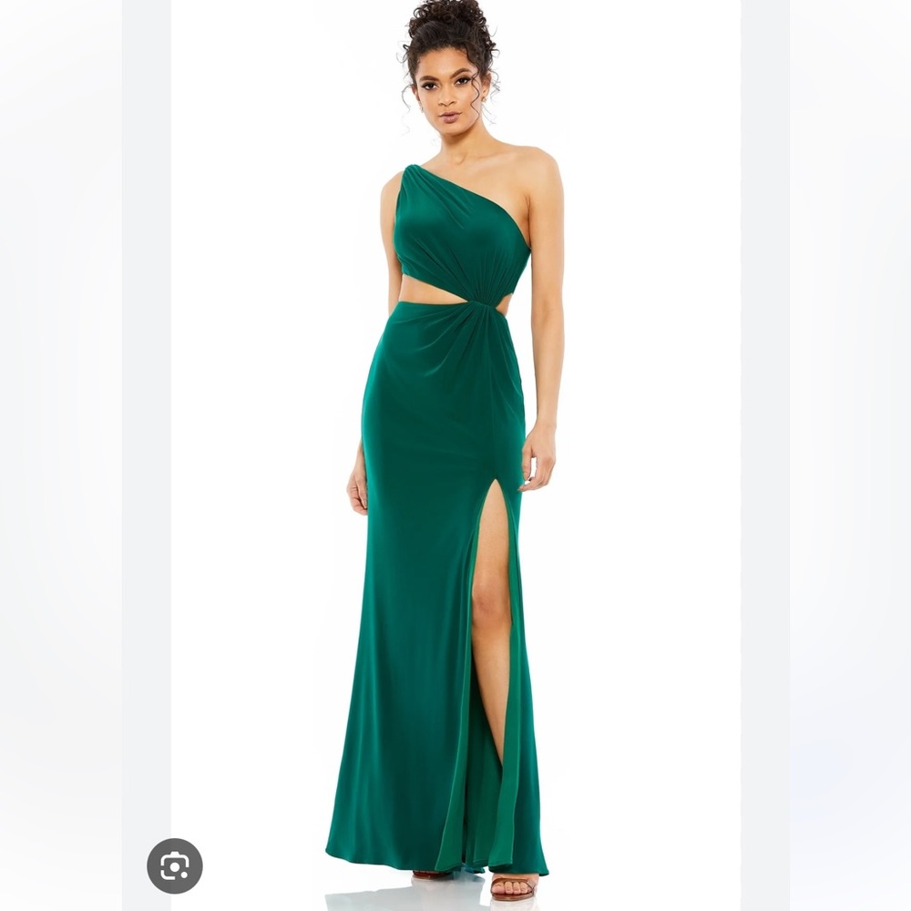 NWT Ieena for Mac‎ Duggal One Shoulder Cut Out Dress Formal Wedding Black Tie